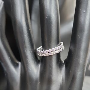 AMETHYST CUBIC ZIRCONIA RING SET with RHODIUM PLATING